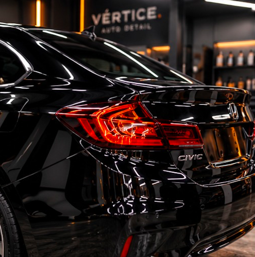 Carro preto com pintura brilhante