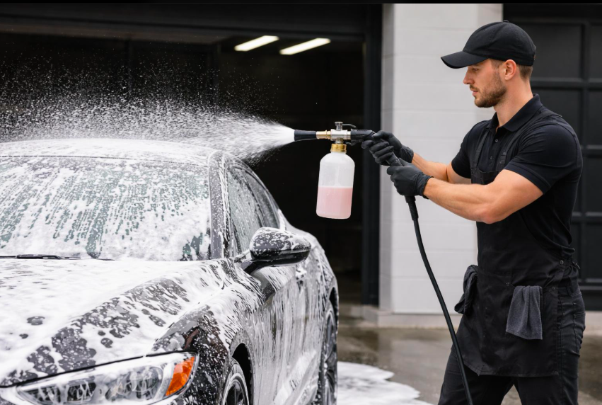 Serviço de lavagem detalhada automotiva